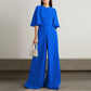 ZANZEA 2024 Summer Elegant Women Jumpsuits Overalls Ruffled Half Sleeve Long Rompers Office Commuting Wide Leg Pants Playsuits