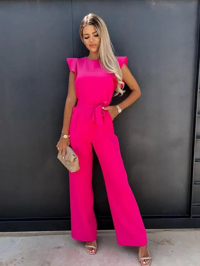 2024 Summer Short Sleeve Wide Leg Jumpsuit For Women Elegant Romper Vintage Streetwear Jumpsuits Overalls Women Jump Suit Woman