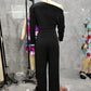 Women's Jumpsuit Pleated Cold Shoulder Long Sleeved Slit Hem High Waisted Wide Leg Casual Elegant Jumpsuit