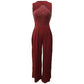 Women's Diamond Printed Jumpsuit Hollowed Out Sleeveles Shoulder Length Waist Up Autumn Women's Wide Leg Sparkling Club Jumpsuit