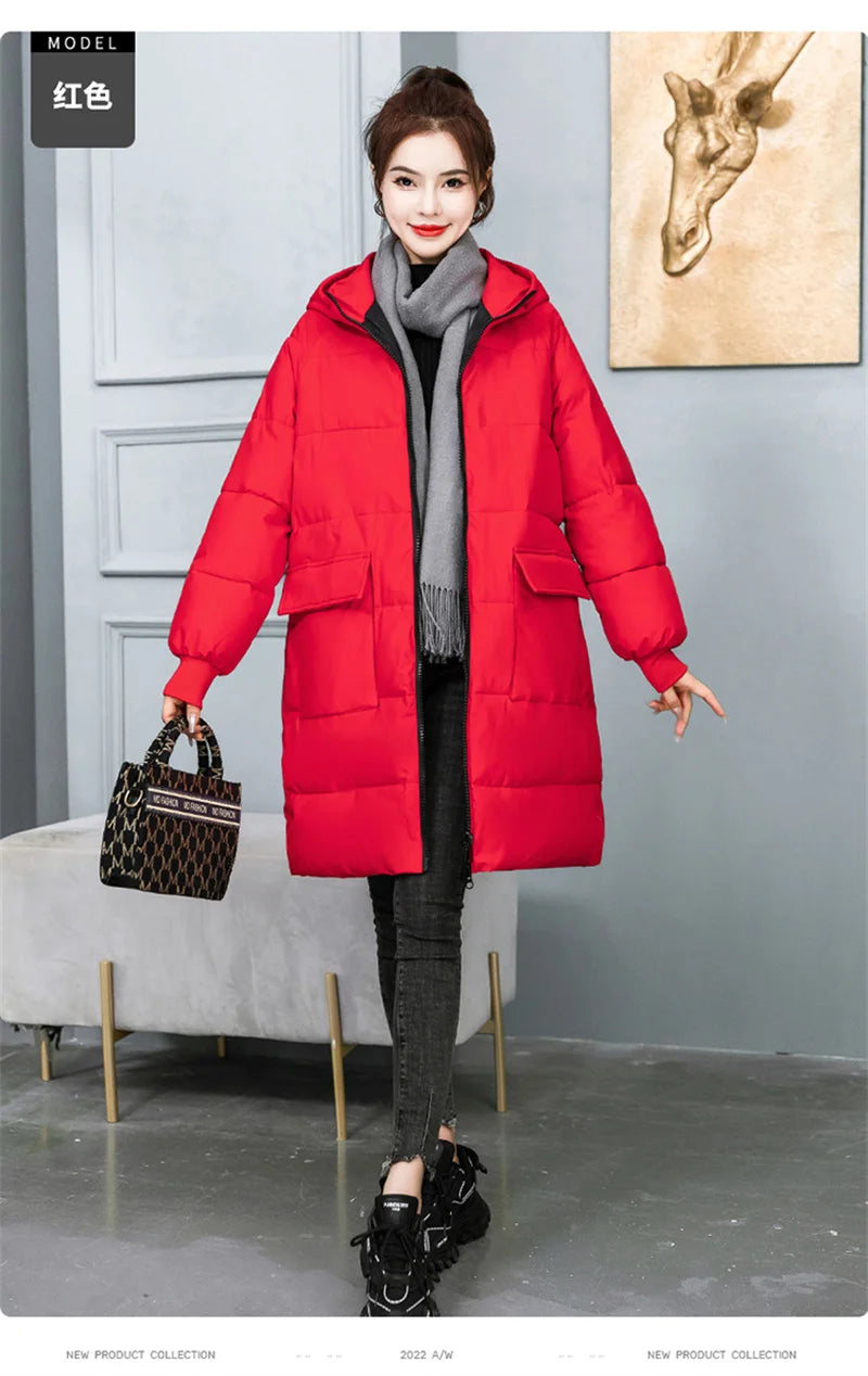 Super Large Size Winter Long Coat Women's Cotton-padded Jacket Oversize Loose Parkas Hooded Thicken Overcoat Plus Size XL-8XL