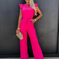 2024 Summer Short Sleeve Wide Leg Jumpsuit For Women Elegant Romper Vintage Streetwear Jumpsuits Overalls Women Jump Suit Woman