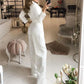 Women Jumpsuits Long Sleeve V Neck Rompers Overalls One Piece Wide Leg Pants Slight Strech Office Lady Solid New Chinese