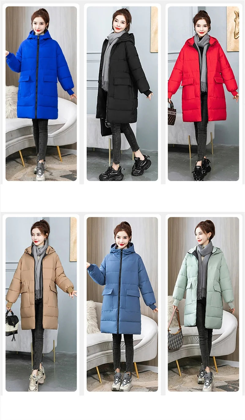 Super Large Size Winter Long Coat Women's Cotton-padded Jacket Oversize Loose Parkas Hooded Thicken Overcoat Plus Size XL-8XL