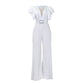 Women's 2024 summer new fashion patchwork sexy pleated high waist loose wide leg jumpsuit