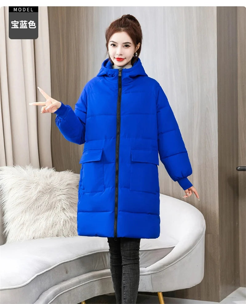 Super Large Size Winter Long Coat Women's Cotton-padded Jacket Oversize Loose Parkas Hooded Thicken Overcoat Plus Size XL-8XL