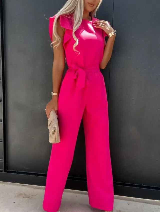 2024 Summer Short Sleeve Wide Leg Jumpsuit For Women Elegant Romper Vintage Streetwear Jumpsuits Overalls Women Jump Suit Woman