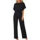 Women Summer Jumpsuit 2023 Short Sleeve Elegant Jumpsuit Long Wide Leg Pants High Waist Casual Bodysuit Plus Size Overalls Loose