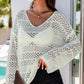 White Hollow Out Crochet V Neck Pullover Sweater