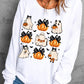 Beige Halloween Ghost Pumpkin Print Crew Neck Sweatshirt