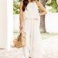 Apricot Sleeveless Ankle Length Wide Leg Jumpsuit