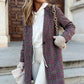 Pink Plaid Lapel Collar One Button Midi Coat