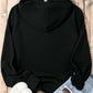 Black Solid Kangaroo Pocket Half Zipper Oversized Hoodie