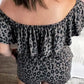 Leopard Off-Shoulder Romper with Pockets