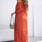 Orange Off Shoulder Balloon Sleeve Cutout Ruffled Maxi Dress