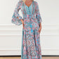 Paisley Printed Ruffle Trim Elegant Maxi Dress