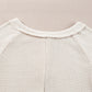 Oatmeal Waffle Knit Buttoned Front Raglan Sleeve Loose Blouse