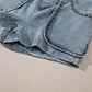 Dusk Blue Studded Acid Wash Jean Shorts