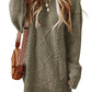 Mist Green Cable Knit Drop Shoulder Loose Fit Sweater Dress