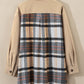 Khaki Plaid Patchwork Long Sleeve Shirt Mini Dress