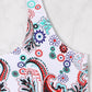 White Boho Paisley Contrast Trimmed One-shoulder Bikini