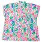 Multicolor Plant Print Button-up Half Sleeve Beach Cover Up