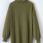 Moss Green Corded Buttons Placket Drop Shoulder Collared Shift Dress