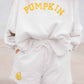 White PUMPKIN Flocking Graphic Pullover Sweatshirt and Shorts Set