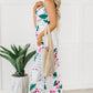 White Floral Twist Cutout Adjustable Straps Maxi Dress