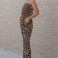 Leopard Print Halter Neck Backless Wide Leg Jumpsuit