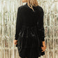 Black Velvet High Neck Tiered Ruffle Mini Dress