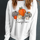 Beige Rhinestone Pumpkin Graphic Crewneck Thanksgiving Sweatshirt