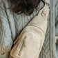 Beige Vintage PU Leather Zipped Crossbody Bag