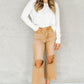 Brown Distressed Hollow-out High Waist Cropped Flare Jeans