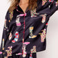 Black Western Cowgirl Boots Printed Satin Long Pajama Set