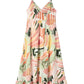 Multicolor Spaghetti Straps Graffti Print Long Dress