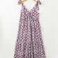 Purple Western Geometric Print Knotted Straps V Neck Long Dress