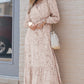 Leopard Surplice Neck Bubble Sleeve Maxi Dress with Sash