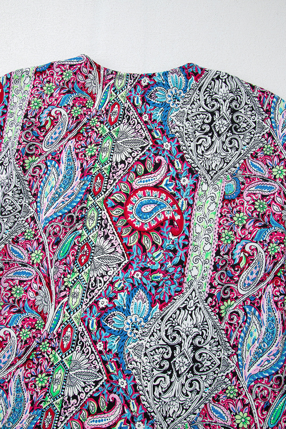 Red Paisley Print Open Front Kimono