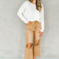 Brown Distressed Hollow-out High Waist Cropped Flare Jeans