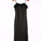 Black Rhinestone Straps Feather Trim Bodycon Midi Dress with Slit