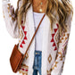 White Aztec Pattern Open Knitted Cardigan