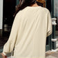 Apricot Exposed Stitching Notched Neckline Long Sleeve Top