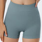 Sky Blue Textured Butt Lifting High Waist Yoga Shorts