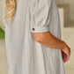 Beige Lace-up V Neck Bubble Sleeve Short Shift Dress