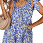 Blue Rose Floral Knotted Straps Tiered Babydoll Dress