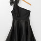 Black Bowtie One-shoulder Tulle Overlay Skater Dress