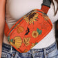 Orange Pumpkin Sunflower Halloween Graphic Crossbody Bag