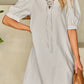 Beige Lace-up V Neck Bubble Sleeve Short Shift Dress