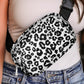 Black Leopard Print Buckle Canvas Chest Bag 20*5*14cm